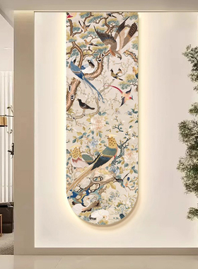 新款中古风花鸟祥和玄关装饰画