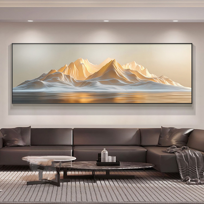 日照金山客厅装饰画山水画高级感沙发背景墙挂画背有靠山卧室壁画,淘宝优惠券,粉丝福利购,淘宝优惠卷