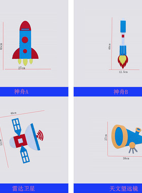 科技航天黑板报墙贴画宇航员太空