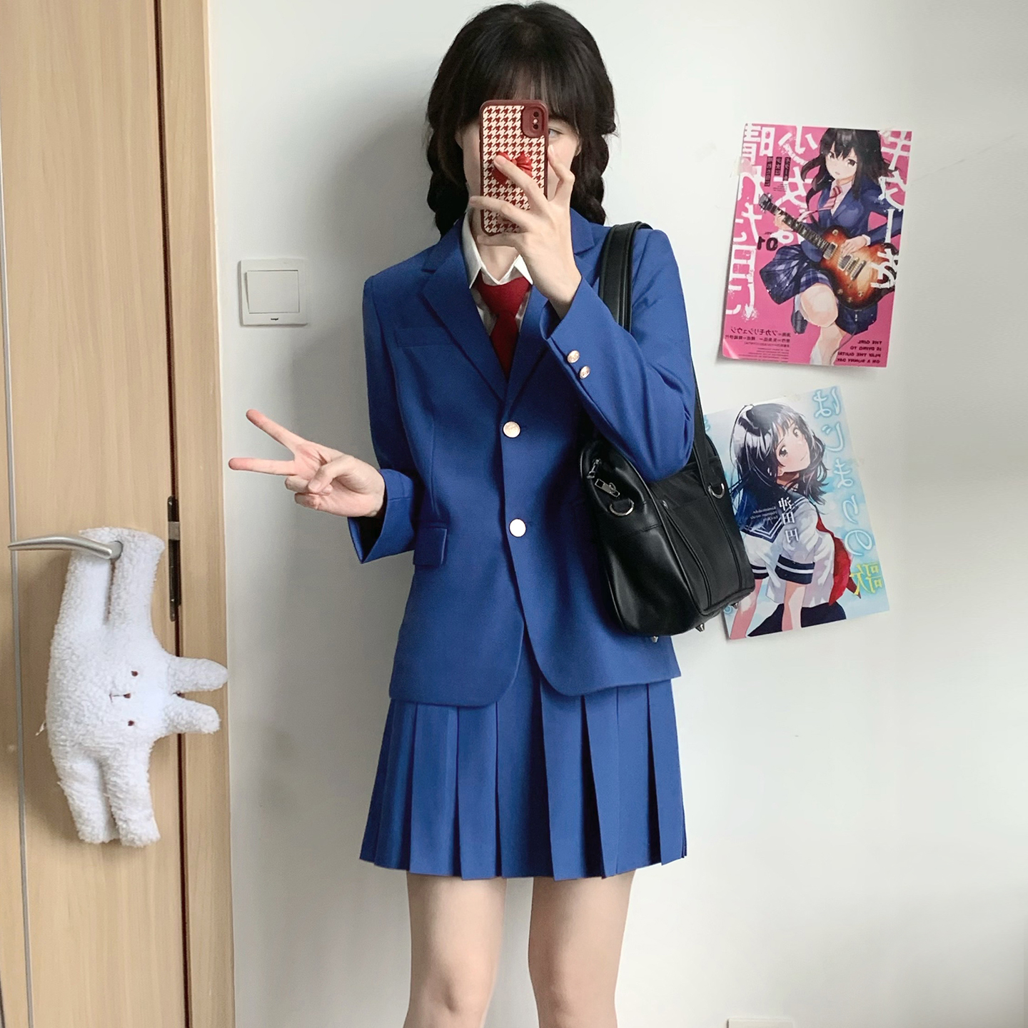 樱花家族花绀色西服 漫画感jk制服DK西裤学院风套装外套上衣男女 - 图0