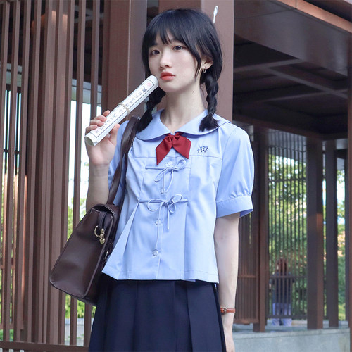 樱花家族原创jk衬衫【小川伊】杜若学生校服可爱百搭短袖款女夏季 - 图0