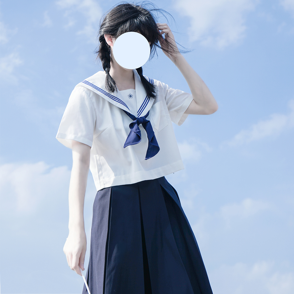 樱花家族jk制服【花绀三本】关西襟替换胸档水手服套装短袖夏季女 - 图0