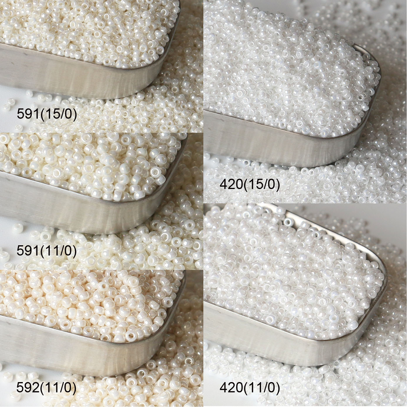 御幸米珠1.5/2mm进口玻璃珠420/591/592/3551L仿珍珠系列白色米色 - 图0