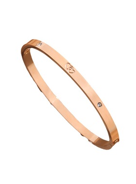 东大门爱心镶钻钛钢手镯