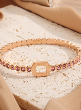 钛钢不掉色蜂巢满钻手镯