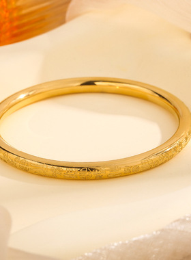 欧美爆款中国风古法手镯 百搭感万福手环 复古金色刻字手镯女