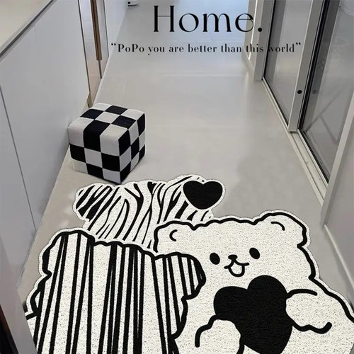 丝圈入户门地垫卡通黑白大门口地垫防滑垫子玄关进门垫耐脏脚垫子 - 图3