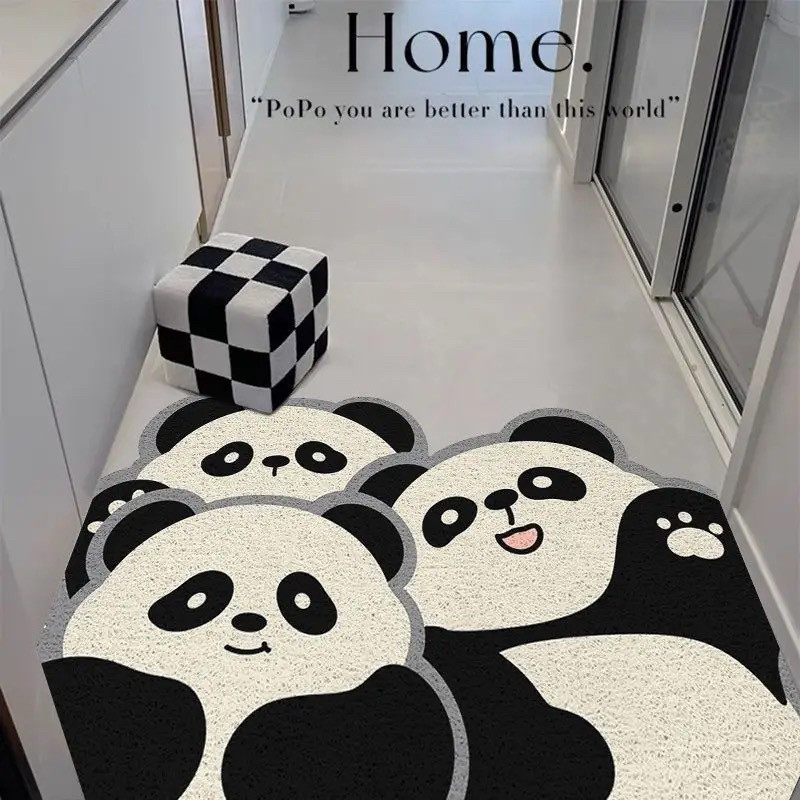 丝圈入户门地垫卡通黑白大门口地垫防滑垫子玄关进门垫耐脏脚垫子,淘宝优惠券,粉丝福利购,淘宝优惠卷