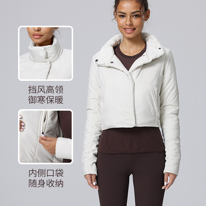 冬季保暖棉服女短款休闲运动棉服立领防风秋冬修身跑步瑜伽外套女,淘宝优惠券,粉丝福利购,淘宝优惠卷