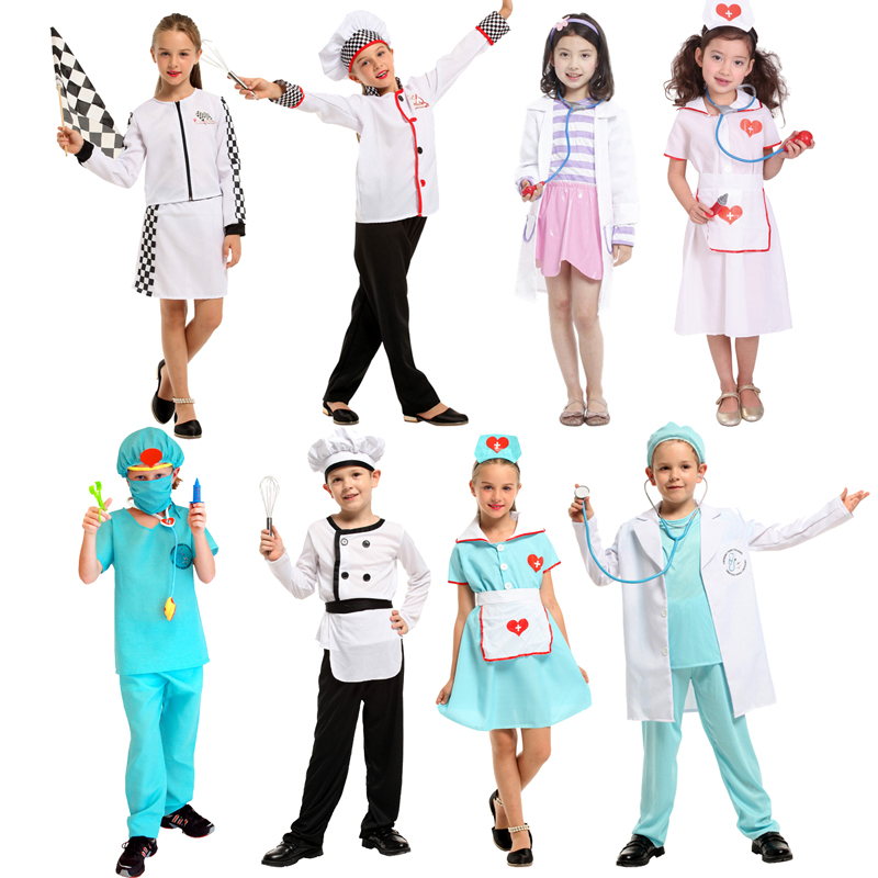 六一儿童节服装幼儿园职业套装表演医生护士厨师飞行员cos男女童-图0