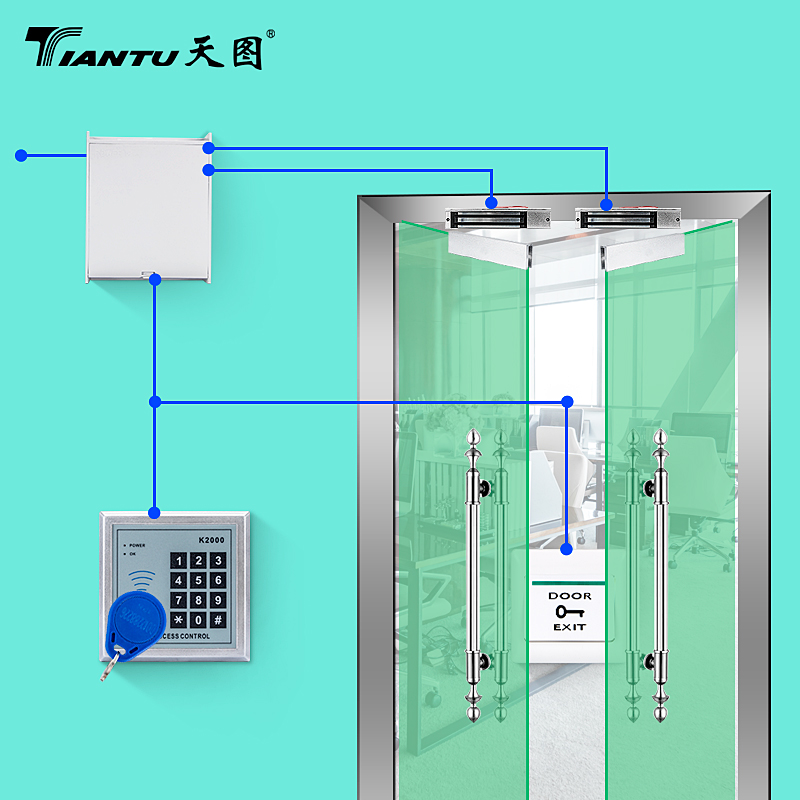 电子门禁系统套装玻璃门双门电磁力锁电插锁IDIC密码刷卡门禁锁 - 图2