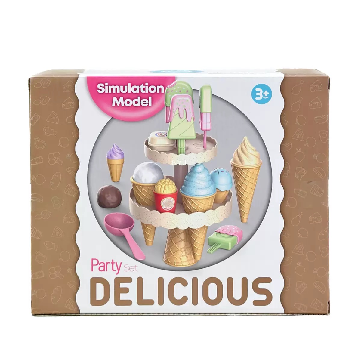 跨境儿童仿真甜品冰淇淋过家家玩具女孩拼装甜筒雪糕套装宝宝益智 - 图3
