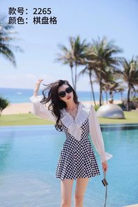 金格尔士泳衣2023夏季沙滩温泉裙式连体游泳衣2265女