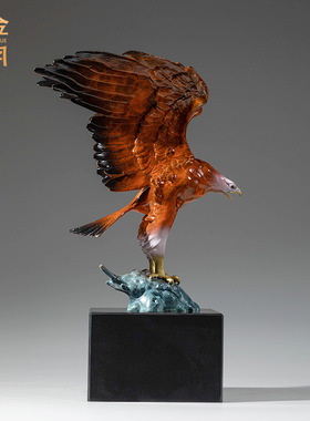 铜艺坊大展宏图铜雕老鹰铜摆件老板办公室桌面公司开业升迁送礼品