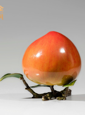 铜艺坊寿桃黄铜桃子摆件工艺品家居客厅装饰铜器长辈老人祝寿礼物