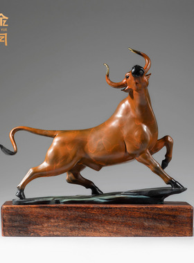 铜艺坊牛转乾坤黄铜牛摆件牛运当头彩铜摆件牛气冲天办公室铜摆件