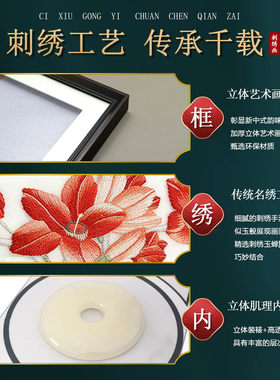 玉兰花刺绣画2026新款感玄关刺绣挂画高档竖版入户走廊壁画