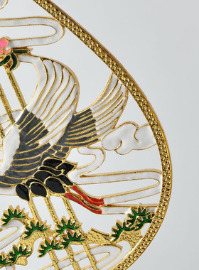 新中式高端珐琅彩气质仙鹤琵琶摆件客厅酒柜电视柜装饰精致工艺品