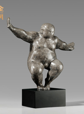 铜艺坊武功胖子黄铜雕塑小胖子抽象铜人雕像客厅家居摆件铜装饰品