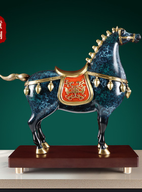 大漆工艺马到成功铜摆件客厅玄关办公室桌面高档装饰乔迁新年礼物
