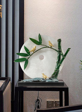 铜艺坊竹报平安竹子铜摆件竹子喜鹊画眉鸟办公室店铺前台彩铜摆件