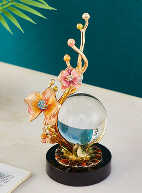 珐琅彩合金艺术品摆件青山有鹿新中式家居客厅酒柜玄关创意装饰品