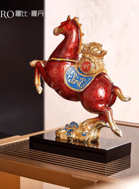罗比罗丹《马上有钱》珐琅彩工艺马摆件马到成功家居饰品礼盒包装