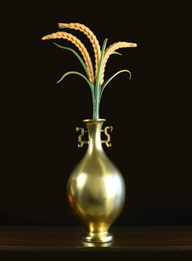 全铜岁岁平安麦穗摆件中式入门玄关大麦桌面装饰乔迁新居开业礼物