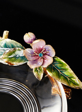 轻奢玻璃果盘现代简约酒店家用客厅透明糖果盘餐桌珐琅彩装饰桌面