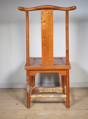 旧货榆木老式实木餐椅家用现代简约靠背牛角椅官帽椅中式酒店餐厅