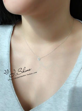 韩国72w包邮 925纯银项链 素银超迷你反战标志项链细链可叠带