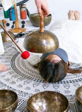 手持便携音疗铜罄钵盂摆件收藏