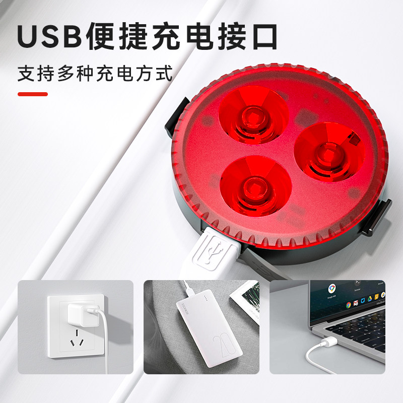 Warsun C36自行车尾灯夜骑警示山地车充电防水高亮公路车骑行装备