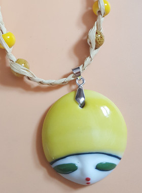 独家原创陶瓷黄色脸谱夜市毛衣链