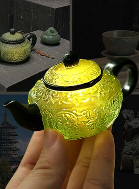 中华缠枝纹薄胎玉壶立体发光冰箱贴磁吸装饰大英博物馆旅游纪念品