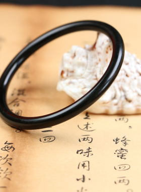 天然和田玉细圆条手镯墨玉细条复古叮当镯高档玉石一对款玉镯