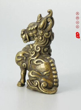 复古实心黄铜貔貅迷你茶宠桌面家居摆件纯铜招财镇宅手把件小铜器