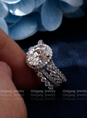 女925银欧美多层钻戒戒指2克拉