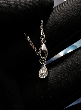 925银十字链女水滴钻项链