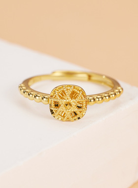 s925银周家同款爆闪方糖戒指女黄金色拉丝小方块车花片饰品厂