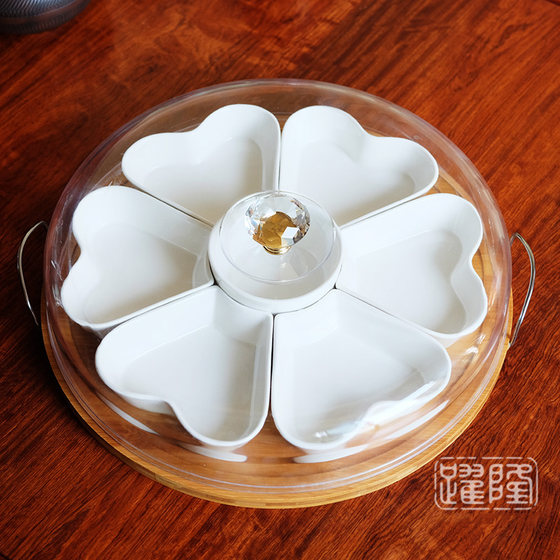Yuelong Ceramic Heart Shaped Dinner Plate with Lid for Party
