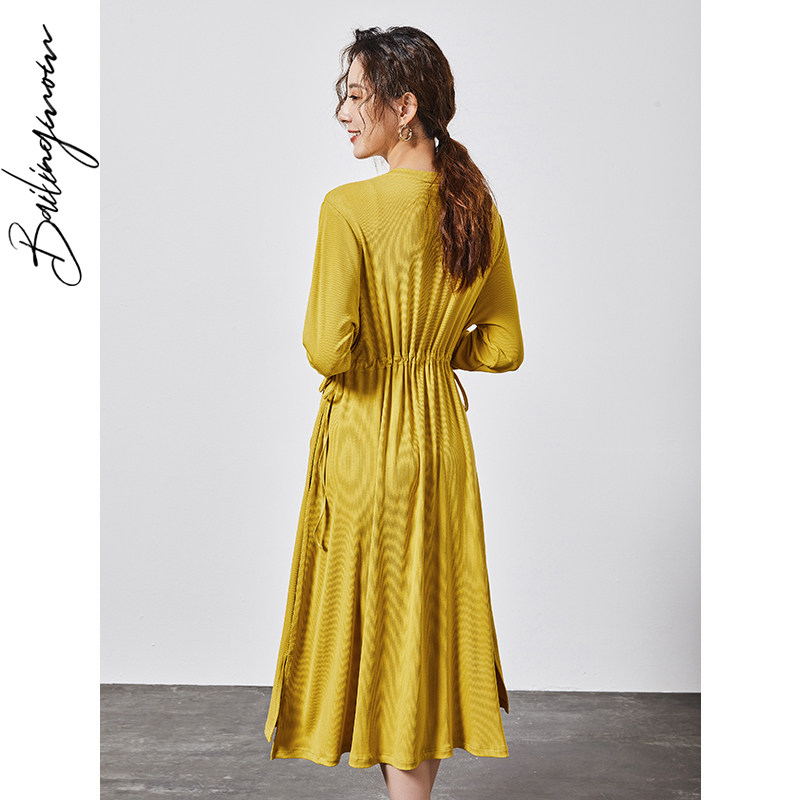 孕妇秋冬不显怀孕妇装外出连衣裙 百伶妈妈连衣裙