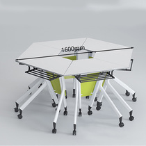 Hexagon folding training table and chairs mobile hexagon table Splicing Conference Table Education Coaching Class desk practical training room