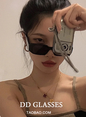 凹造型小框墨镜女潮小红书超A个性太阳镜嘻哈拍照辣妹眼镜欧美风