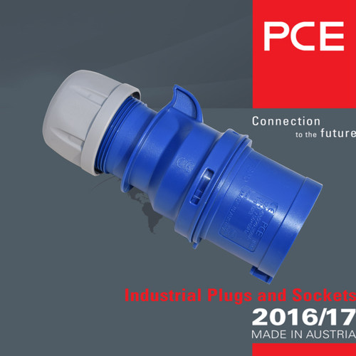 奥地利PCE防水防尘插头插座工业连接器220V-32A-3芯-IP44-Typ023 - 图1