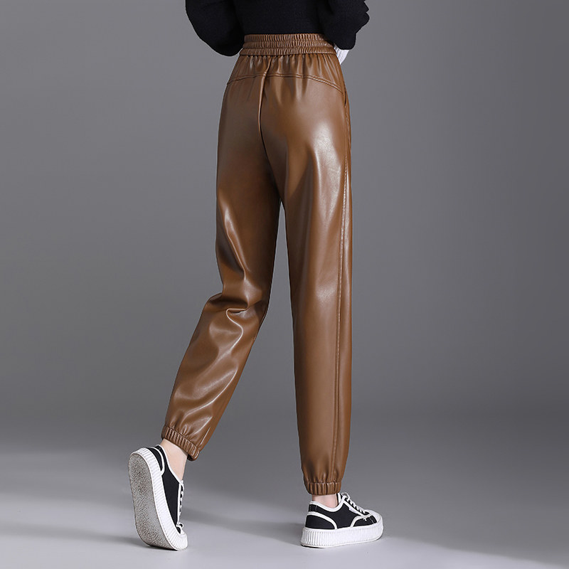 蛋白皮裤女哈伦裤秋冬新款高腰外穿宽松小脚裤显瘦萝卜裤休闲长裤,淘宝优惠券,粉丝福利购,淘宝优惠卷