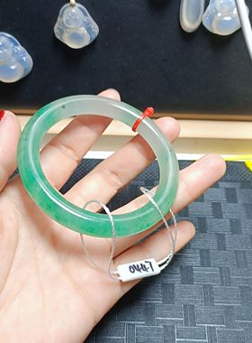 冰飘正品天然独龙玉正圈手镯非洲翠冰种飘花圆条手环女带证书促销
