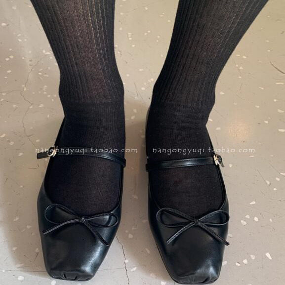 现韩国东大门25春ins法式复古方头蝴蝶结银色一字平底玛丽珍单鞋,淘宝优惠券,粉丝福利购,淘宝优惠卷