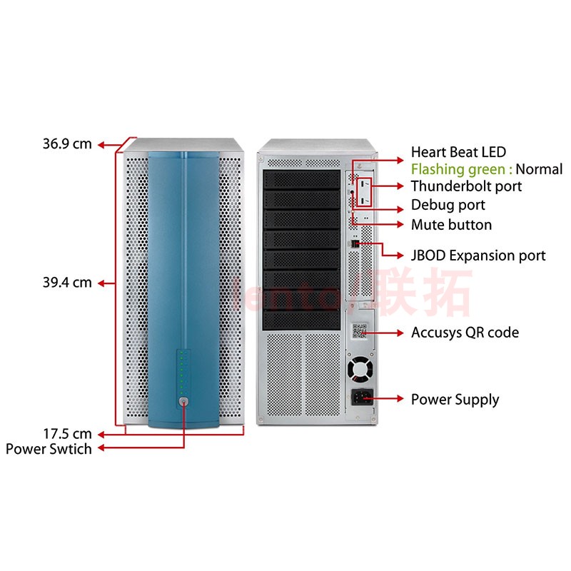 Accusys/世仰 雷电3 直连静音存储系统 磁盘阵列 8层磁盘阵列柜 Gamma8（含128TB西数盘五年质保） - 图3