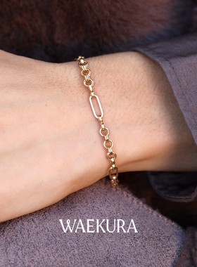 法国小众设计师WAEKURA威尼斯圣诞粗环重工回形针潮流复古手链